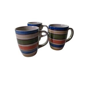 MULBERRY HOME COLLECTION Rainbow Swirl Stripe Coffee Mugs Set of 3